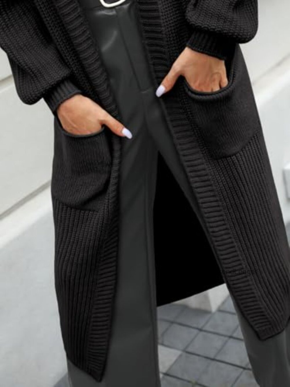 Oversized Long Cardigan Open Front Duster Sweater with Pockets - Picture 5 of 5